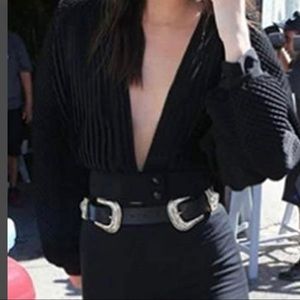 Gold Double Buckle Black Belt Size Small